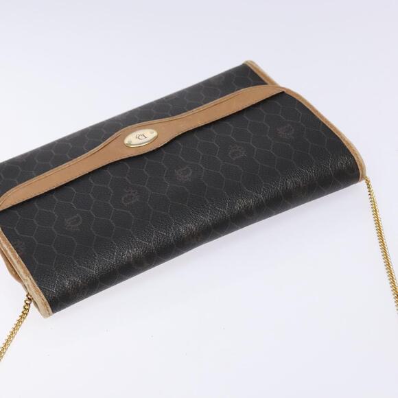 DIOR Honeycomb Canvas Chain Shoulder Bag Pvc Black Gold - Picture 6 of 12